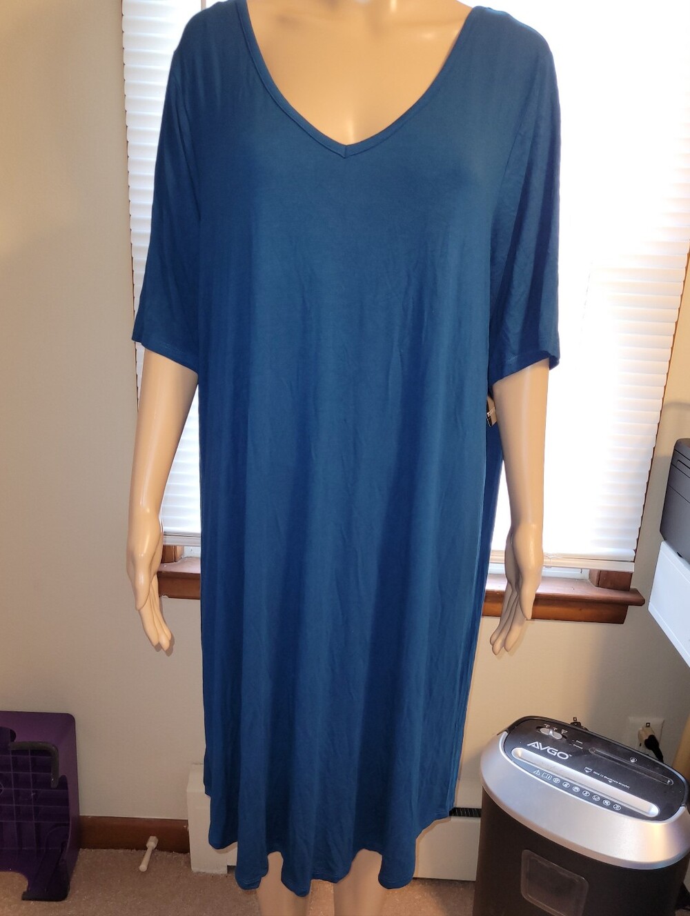 NWT - Torrid Blue V-Neck Tee Shirt Dress - Deep Teal Blue 3X.